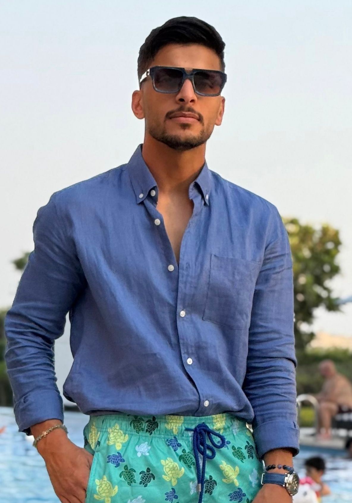 قميص لينن ايطالي رويال بلو limited edition