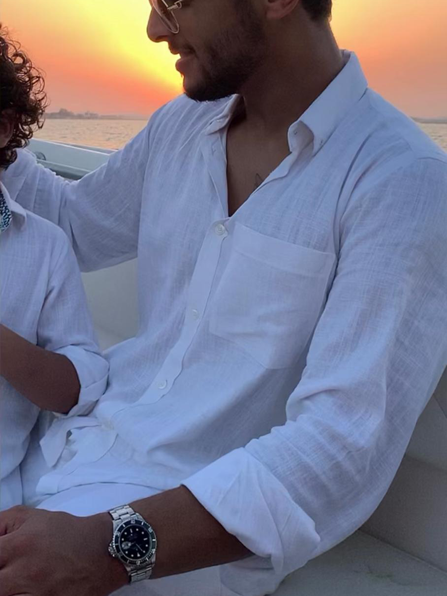 قميص لينن ايطالي- أبيض