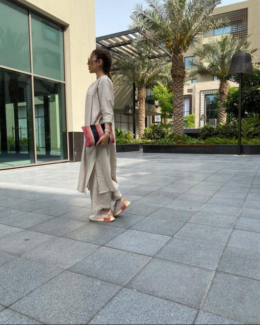 بدلة لينن قطعتين كارديقان وبانطلون