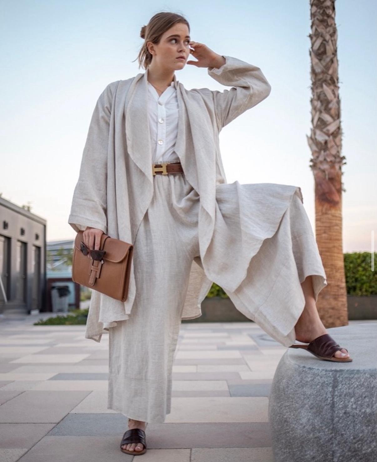 بدلة لينن قطعتين كارديقان وبانطلون