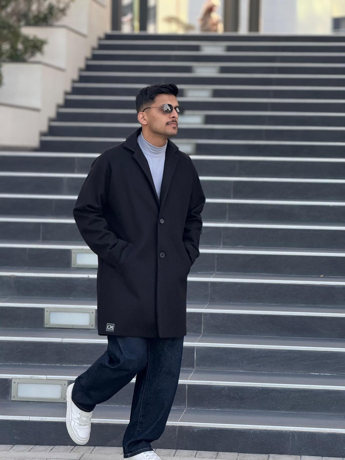 جاكيت ترنش طويل – ( أسود )